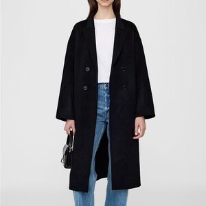 ANINE BING Dylan Coat in Black Cashmere